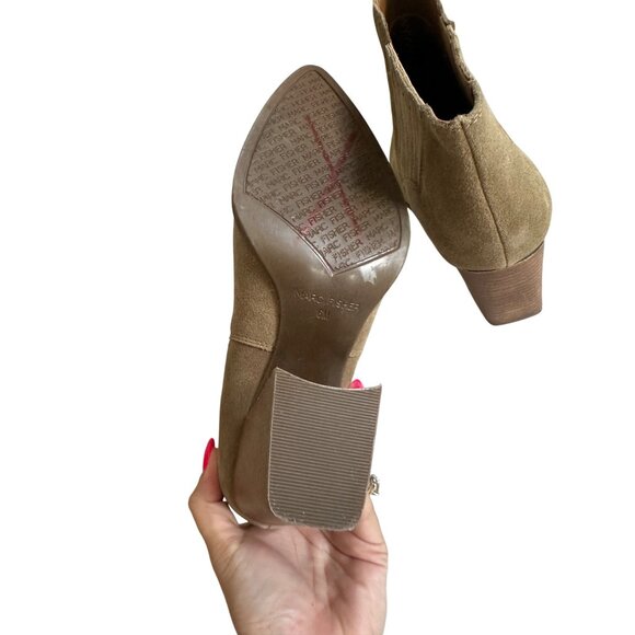 MARC FISHER Tan Suede Heels Ankle Boots Size 6 - Picture 4 of 8
